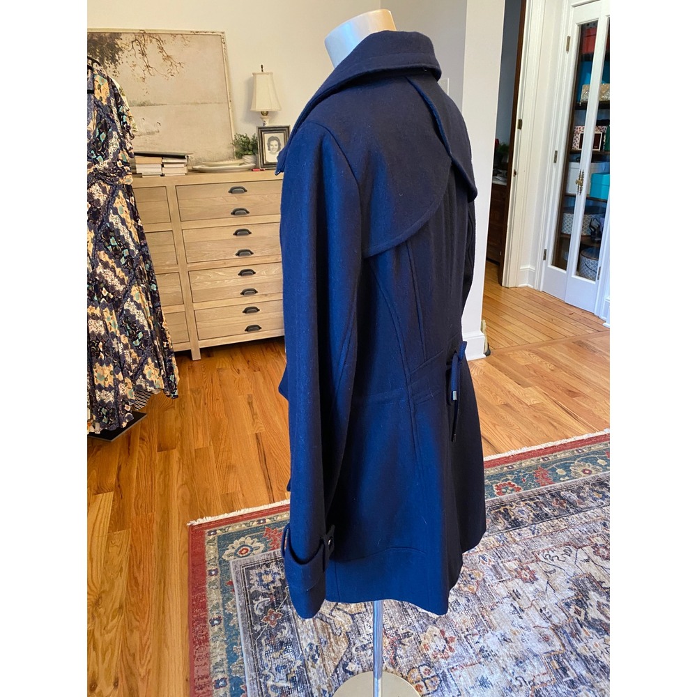 Calvin Klein Women's Navy Wool Blend Zip Front Trench Coat Jacket Size 10‎ - Picture 5 of 16